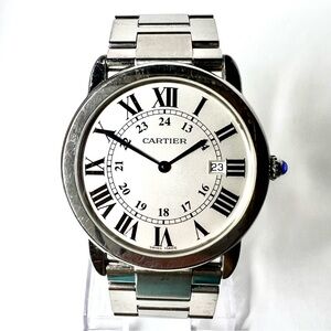 CARTIER RONDE SOLO Date 36mm Quartz Steel Watch Silver Dial